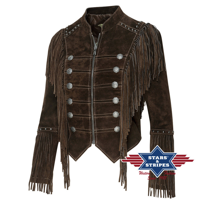 SAS_BRIANNA brown - Veste à franges, doublée et...