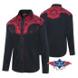 SAS_BROOKS - Exquisite black western shirt with red...