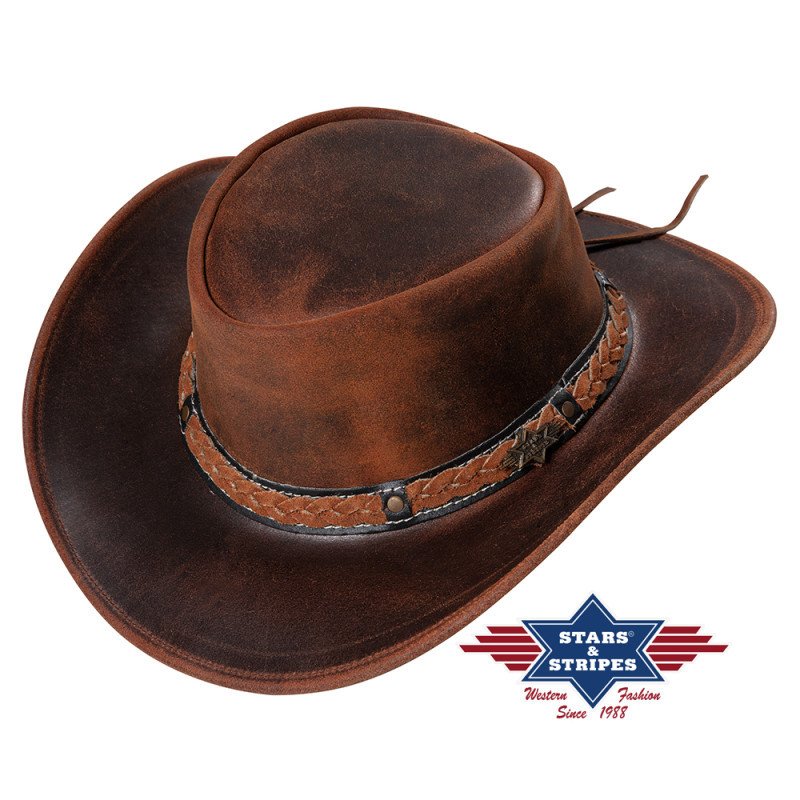 SAS_BUTCH - Chapeau western cool fait de cuir fendu...