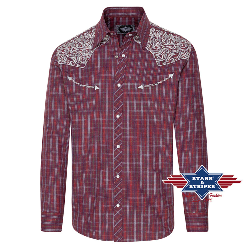 SAS_CARLOS - Plaid western shirt with embroidered...
