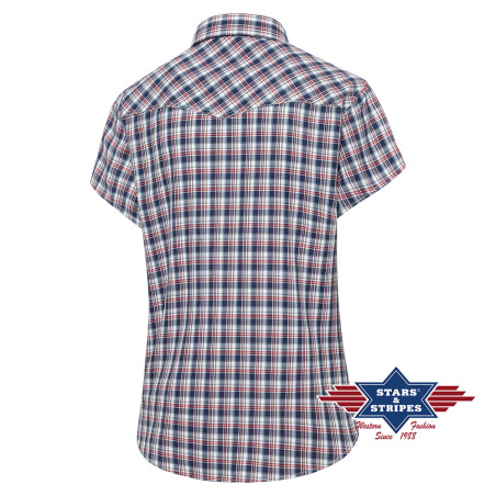SAS_CAROLINE - Short sleeve check blouse western yoke,...