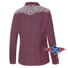 SAS_CORA - Plaid western blouse with embroidered...