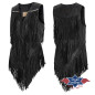 SAS_DANA black - Fringed vest made of soft cowhide,...