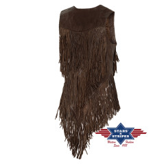 SAS_DANA brown - Gilet à franges en cuir de bœuf...