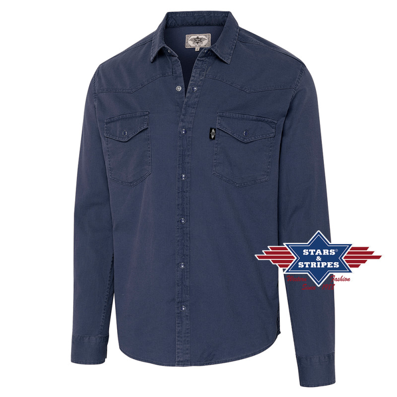 SAS_DANIEL blue - Exceptionally woven western shirt in...