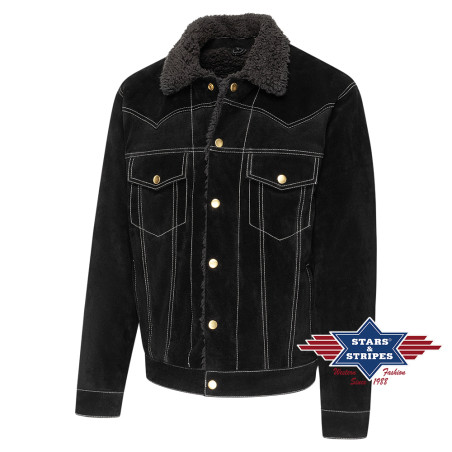 SAS_DECKER black - Veste douce en daim western avec...