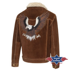 SAS_DECKER brown - Soft western biker suede jacket with...
