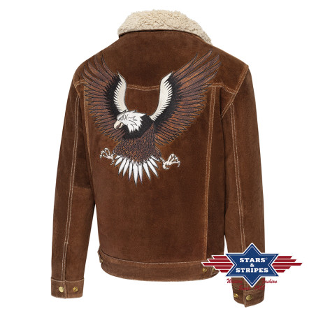 SAS_DECKER brown - Veste douce en daim western avec...