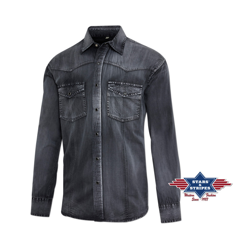 SAS_ENZO - Chemise western avec look fade-out, broderie...