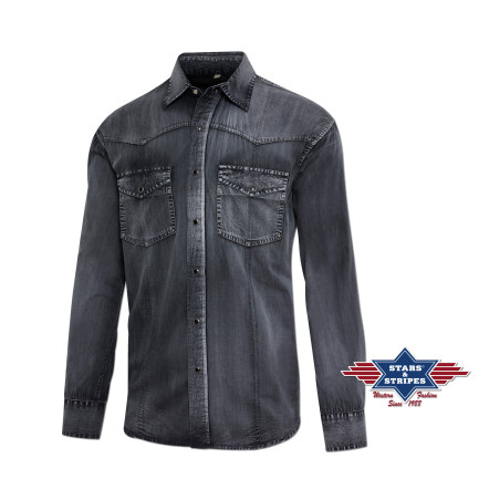 SAS_ENZO - Western shirt in a faded look with...