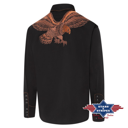 SAS_FLOYD - Chemise western noire avec empiècement...