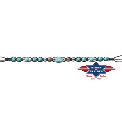 SAS_HB-55 - Braided hat band with beads and turquoise stones