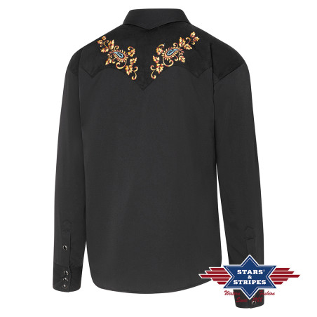 SAS_HOGAN black - Western shirt with embroidered...