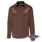 SAS_HOGAN brown - Western shirt with embroidered...