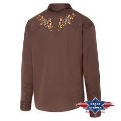 SAS_HOGAN brown - Chemise western avec empiècement...