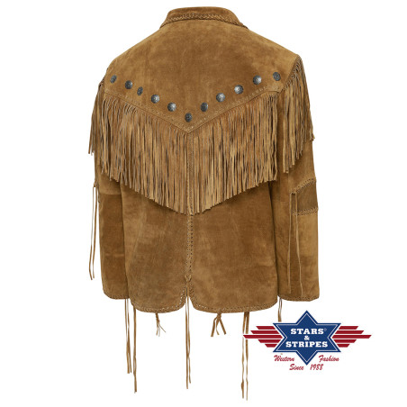 SAS_HOMBRE brown - Split leather jacket with lacing and...
