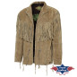 SAS_HOMBRE SAND - Split leather jacket with lacing and...