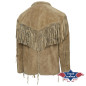 SAS_HOMBRE SAND - Veste à franges en suède de vachette...