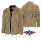 SAS_HOMBRE SAND - Veste à franges en suède de vachette...