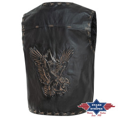 SAS_HONDO - Cowleather vest in antique optic, seams...
