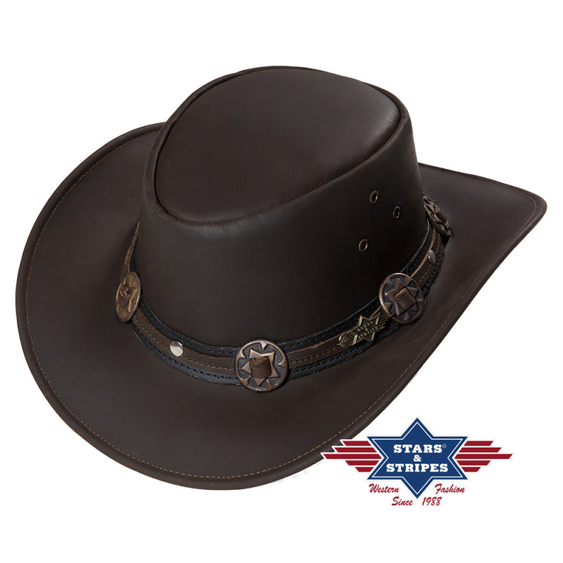 SAS_HUCK - Chapeau western cool en peau de vache brun...