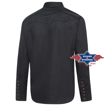 SAS_JACK black - Chemise western avec passepoil aux...