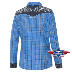 SAS_LAURA - Plaid western blouse with embroidered...