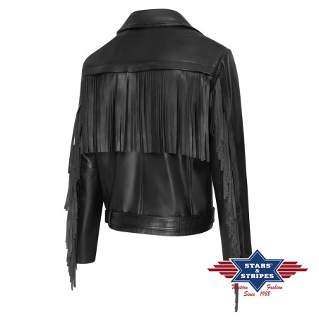 SAS_LIAM - Veste à franges de style aviateur en cuir...