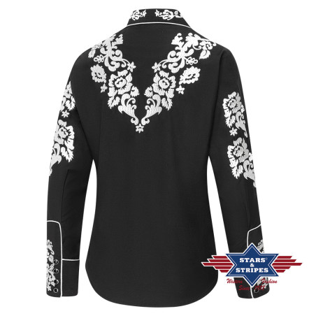 SAS_LILITH - Exquise blouse western noire avec de...