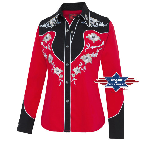 SAS_LYNN red - Exquise blouse western rouge avec...