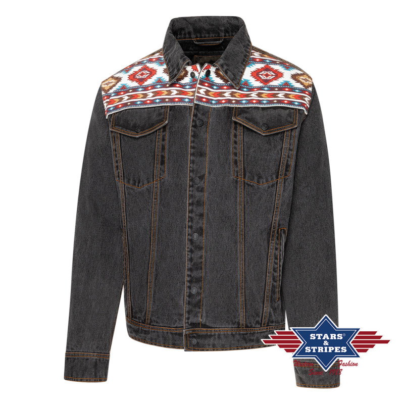 SAS_MORAN - Veste courte en jean western avec doublure...