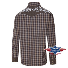 SAS_MORGAN - Plaid western shirt with embroidered...