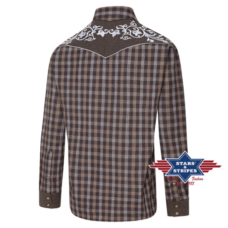 SAS_MORGAN - Plaid western shirt with embroidered...