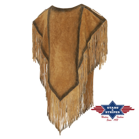 SAS_PAKUNA - Fringed poncho made of soft cowhide,...