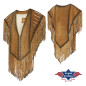 SAS_PAKUNA - Poncho à franges en cuir de vache souple,...