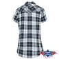 SAS_PASADENA BLUE SHORT - Short-sleeved western check...