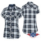 SAS_PASADENA BLUE SHORT - Short-sleeved western check...