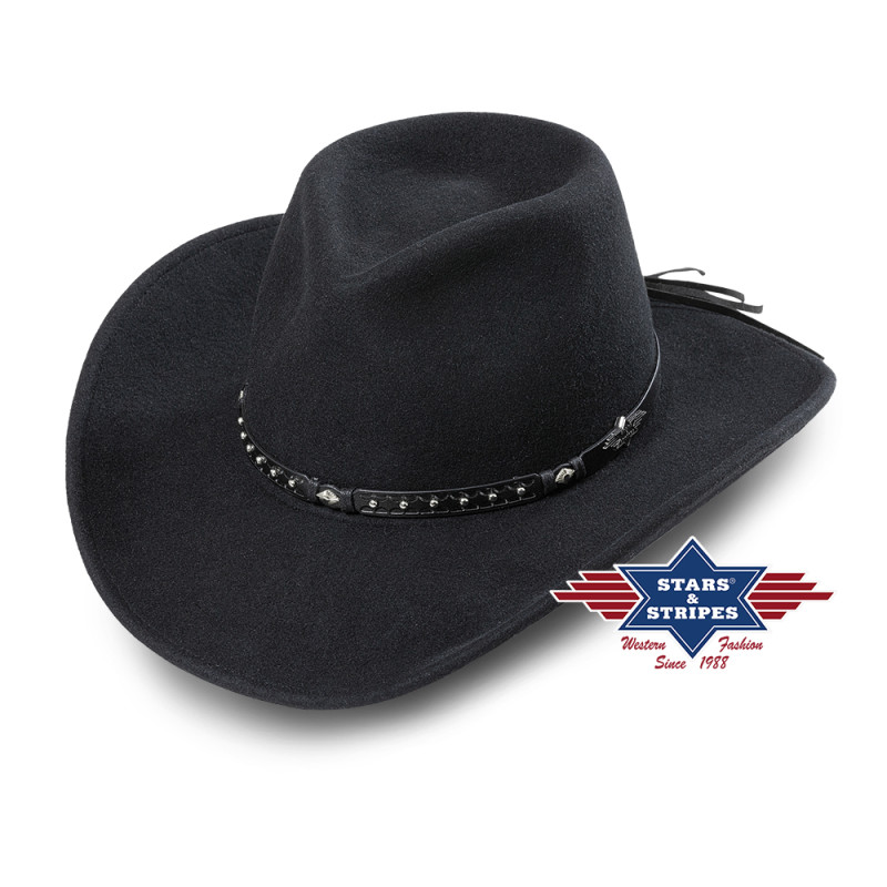 SAS_RENO black - Moldable wool felt hat with inner...