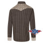 SAS_ROGER beige - Plaid western shirt with embroidered...