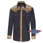 SAS_ROY - Plaid western shirt with embroidered western...