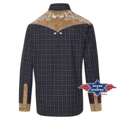 SAS_ROY - Chemise western à carreaux avec empiècement...