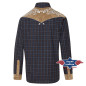 SAS_ROY - Chemise western à carreaux avec empiècement...