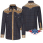SAS_ROY - Chemise western à carreaux avec empiècement...