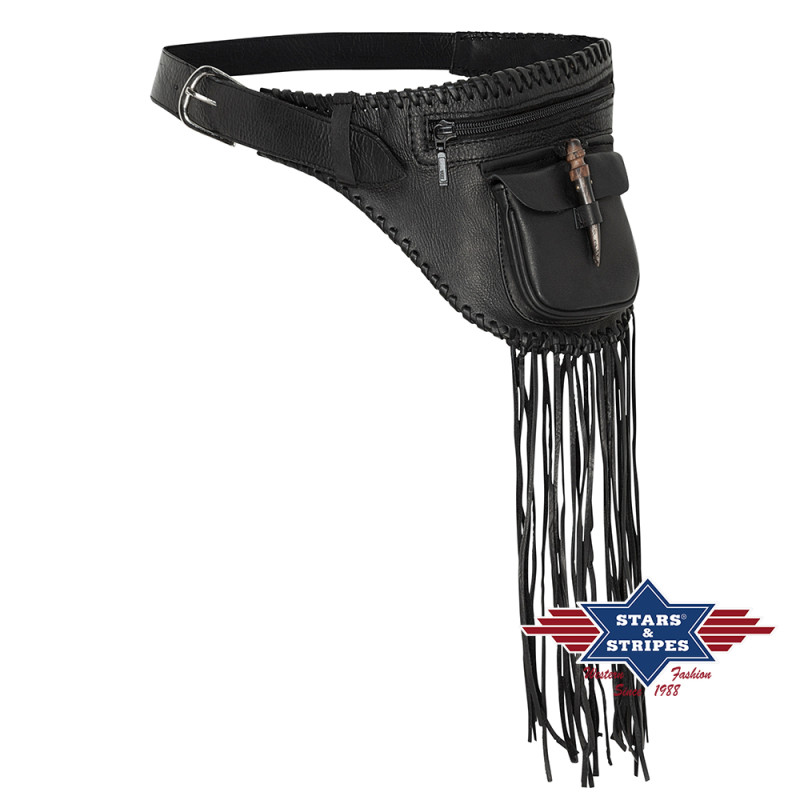 SAS_SAKIMA black - - Sac de hanche en cuir avec franges SAS_SAKIMA black - - Sac de hanche en cuir avec franges