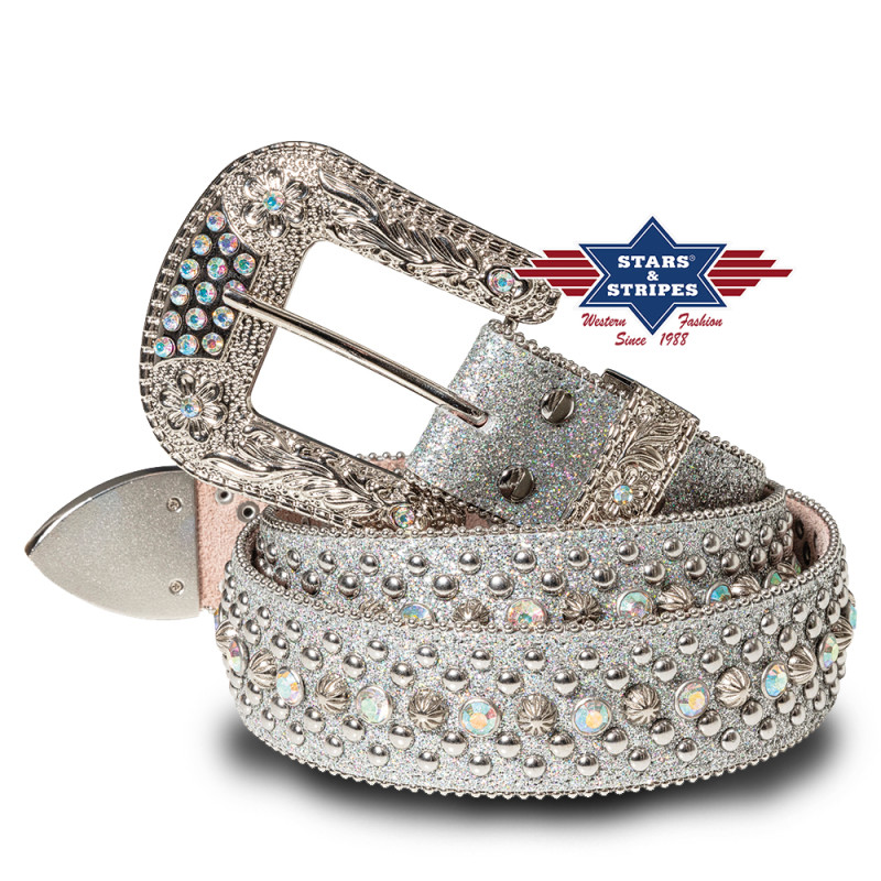 SAS_STONE-6 - Western belt with three-piece...