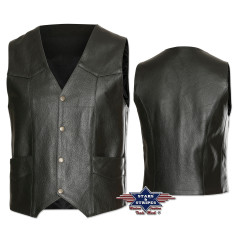 SAS_W-01 - Robust cowhide leather vest with one inside...