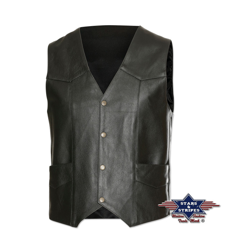 SAS_W-01 - Gilet en cuir solide avec chaque fois une...