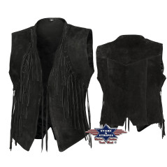 SAS_W-02 - Fringe vest made of genuine cow suede with...