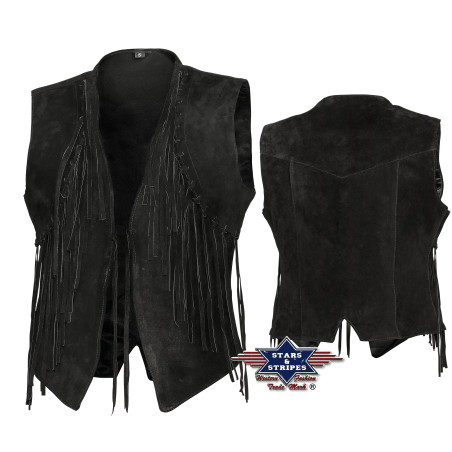 SAS_W-02 - Gilet à franges en velours avec une poche...
