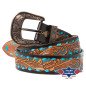 SAS_WG-303 - Robust cowhide leather belt with braiding,...